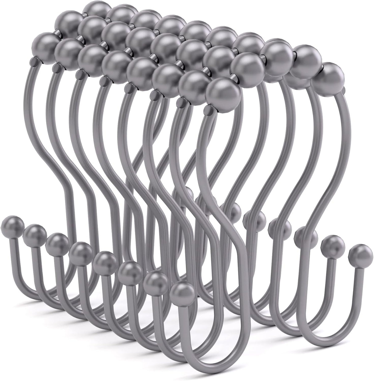 AmazerBath Anti-Drop Double Shower Curtain Hooks with Rollers