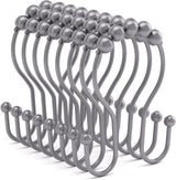 AmazerBath Anti-Drop Double Shower Curtain Hooks with Rollers