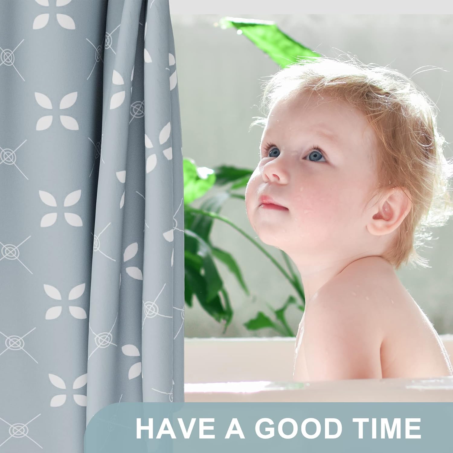 AmazerBath Lucky Clover Shower Curtain with 12 Curtain Rings