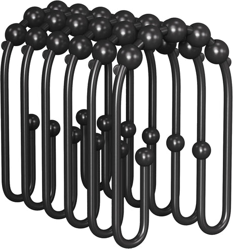 AmazerBath U-Shaped Double Shower Curtain Hooks, Set of 12