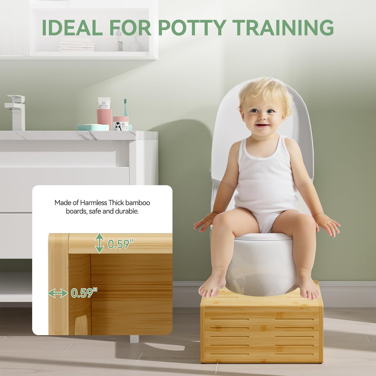 AmazerBath Bamboo 3-in-1 Potty Training Toilet Stool for Toddler