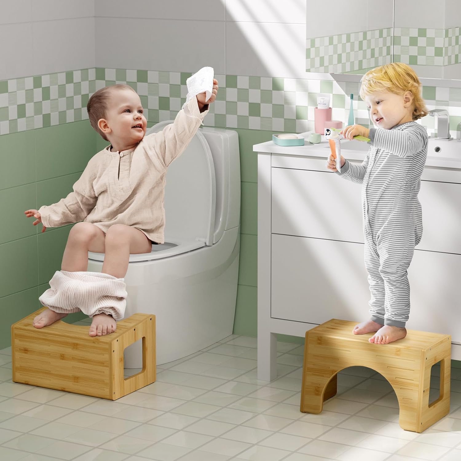 AmazerBath Bamboo 3-in-1 Potty Training Toilet Stool for Toddler