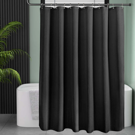 AmazerBath Black 240 GSM waffle shower curtain for bathroom use