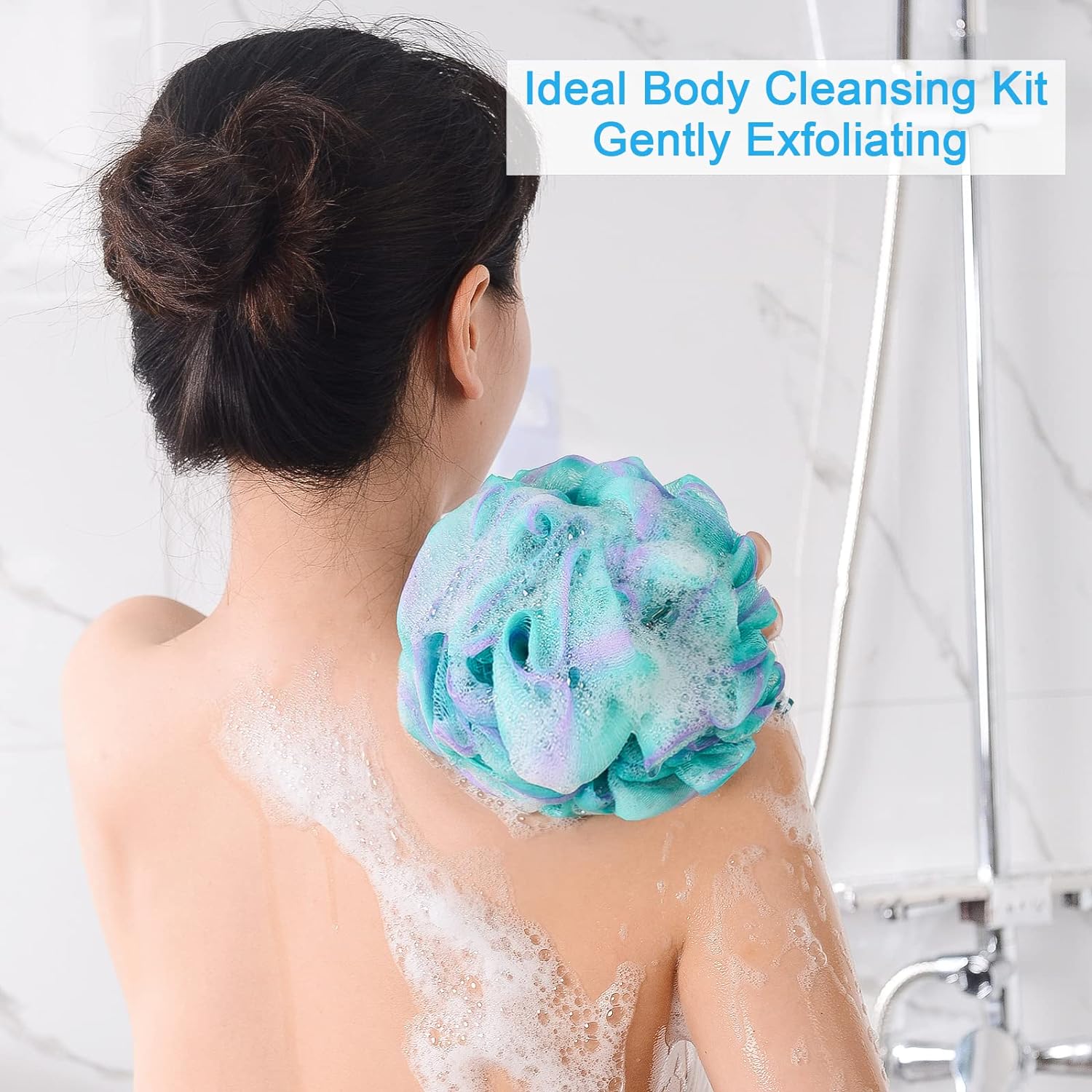 AmazerBath Colorful Bath Shower Loofah Sponge, Set of 4