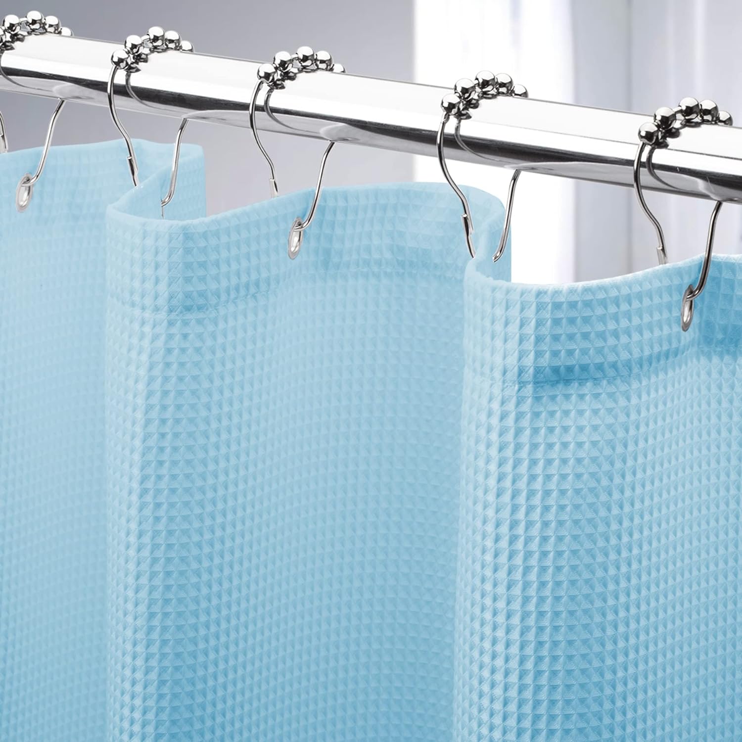 Hookless® Waffle Stripe Fabric Shower Curtain