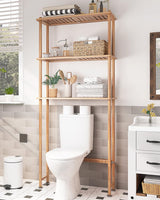 AmazerBath Bamboo Over The Toilet Storage Shelf, Natural Color