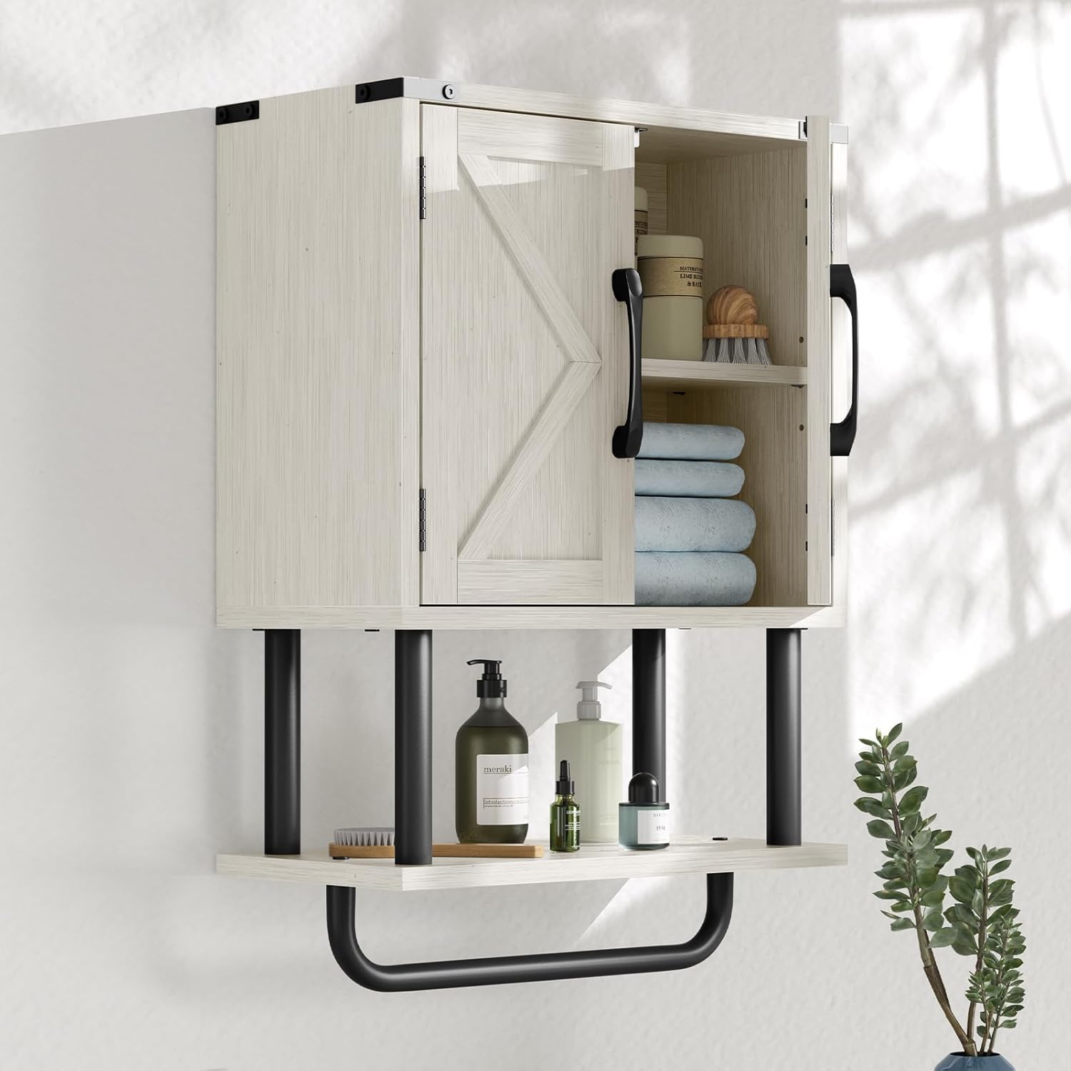 AmazerBath Farmhouse Wall Storage Cabinet with Adjustable Shelf