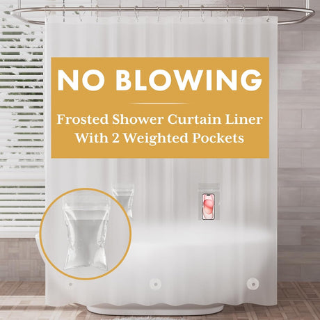 AmazerBath 3G Light Weight Shower Curtain Liner with 2 DIY Pockets