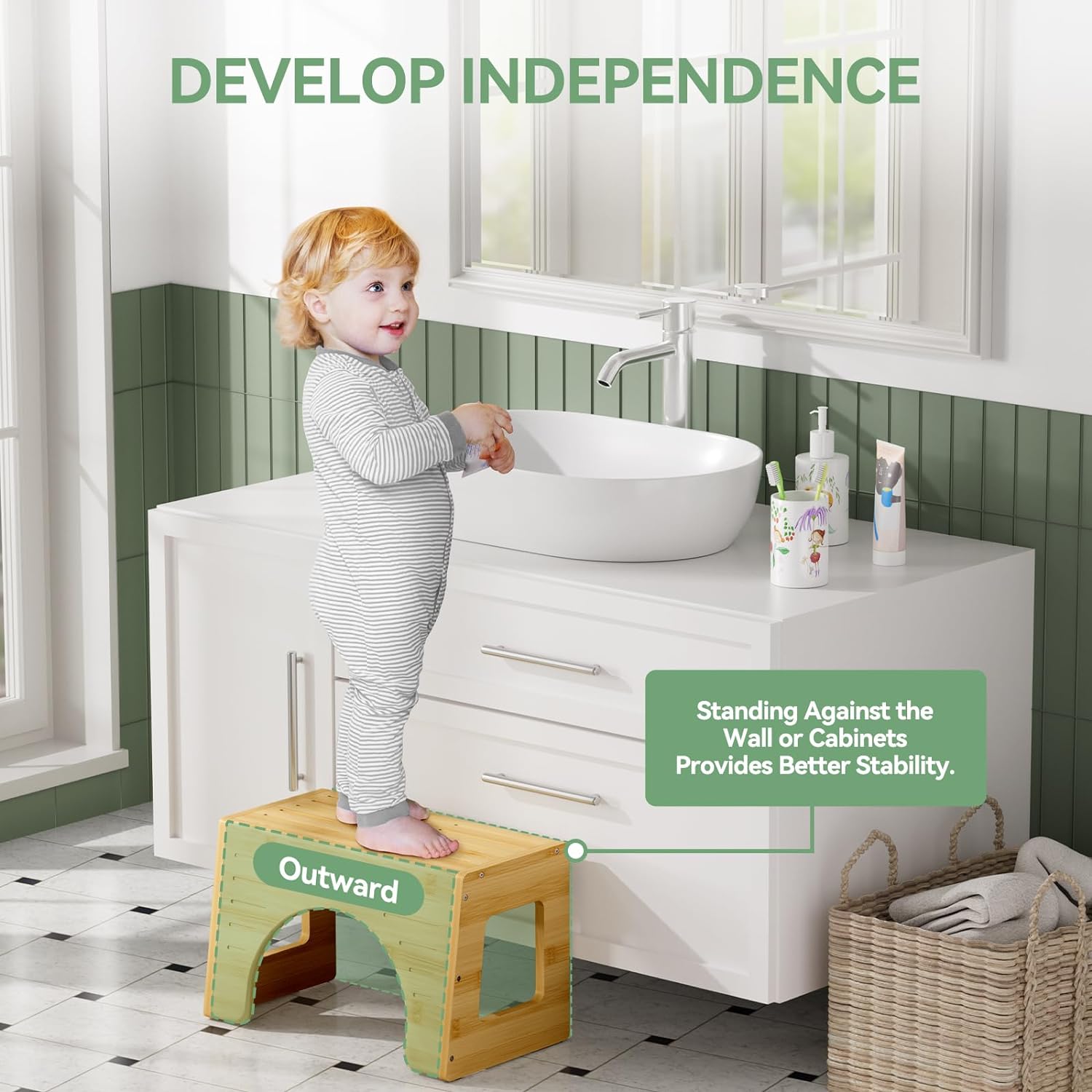 AmazerBath Bamboo 3-in-1 Potty Training Toilet Stool for Toddler