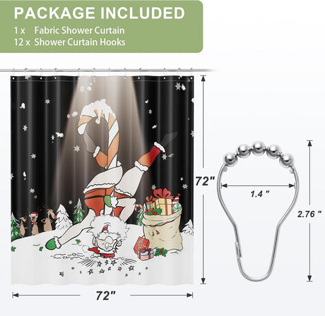 AmazerBath Christmas Shower Curtain with Rings, Santa