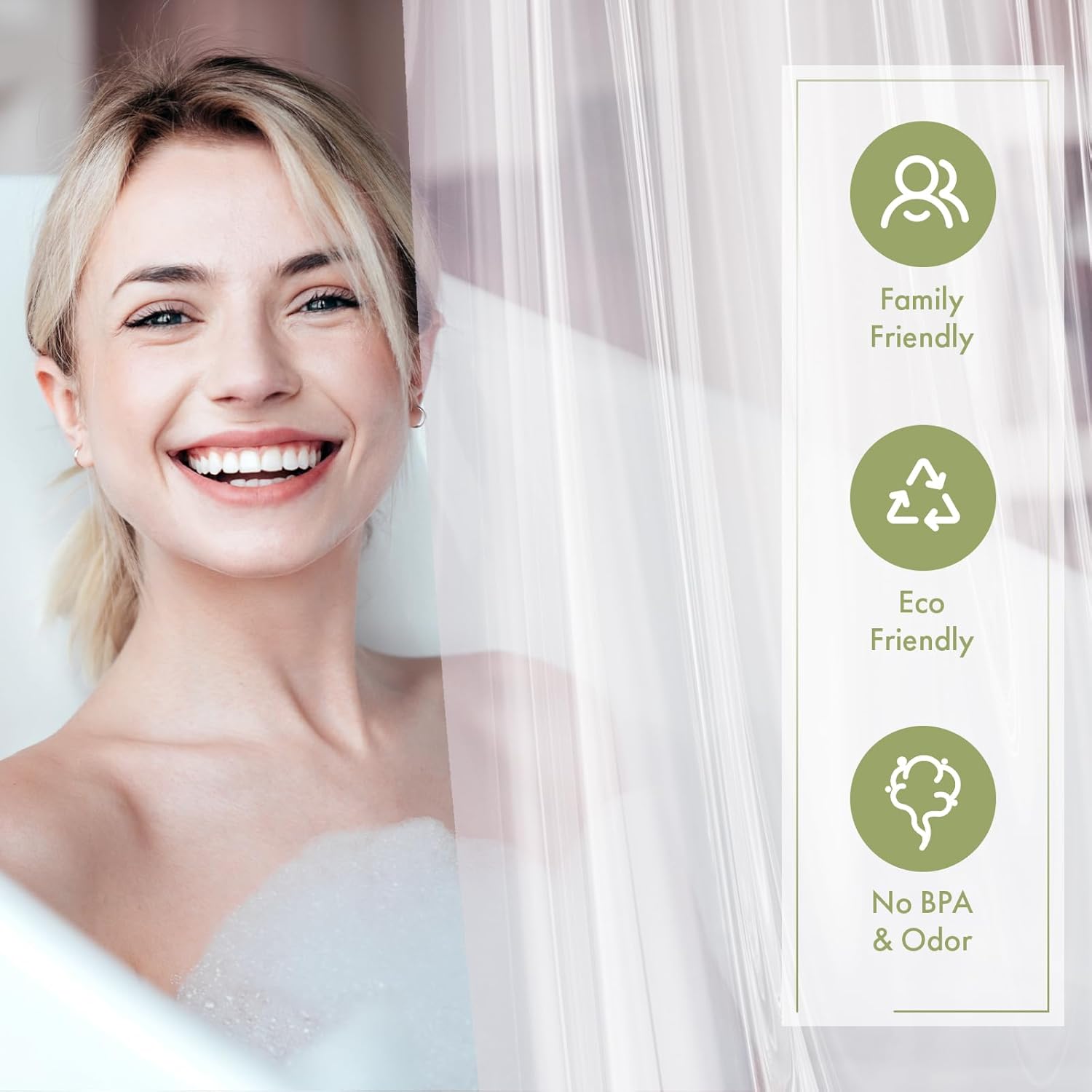 AmazerBath 3G Lightweight Shower Curtain Liner, PEVA