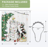 AmazerBath Christmas Shower Curtain with Rings, Cute Cat