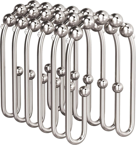 AmazerBath U-Shaped Double Shower Curtain Hooks, Set of 12