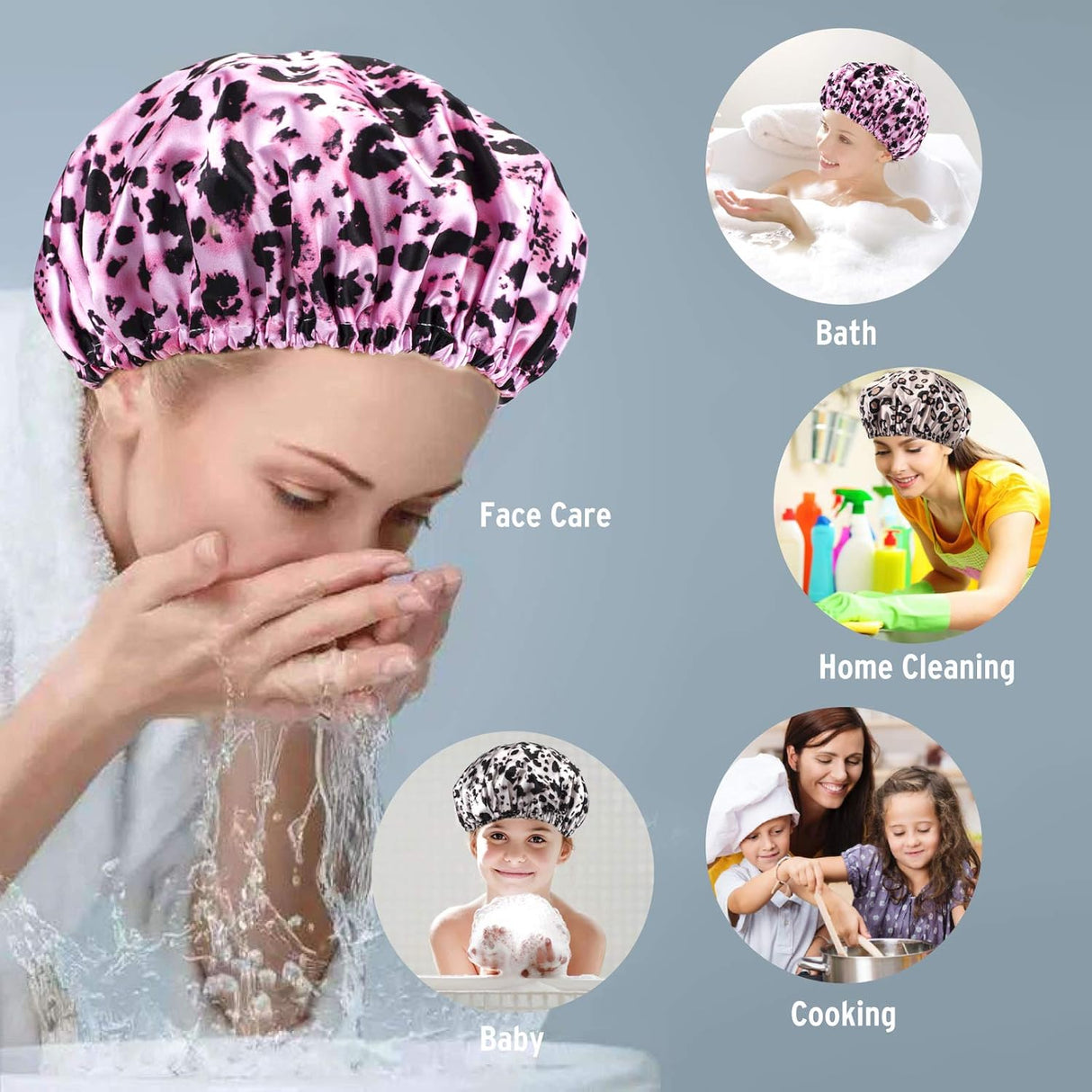 AmazerBath EVA Waterproof Bath Shower Caps, Leopard