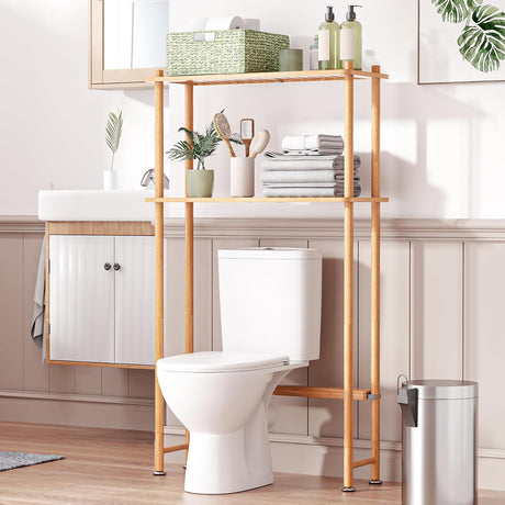 AmazerBath Bamboo Over The Toilet Storage Shelf, Natural Color