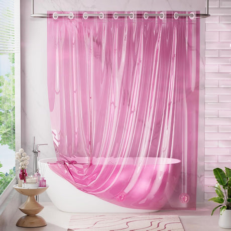 AmazerBath No Hook Rainbow Shower Curtain and Liner 3-in-1