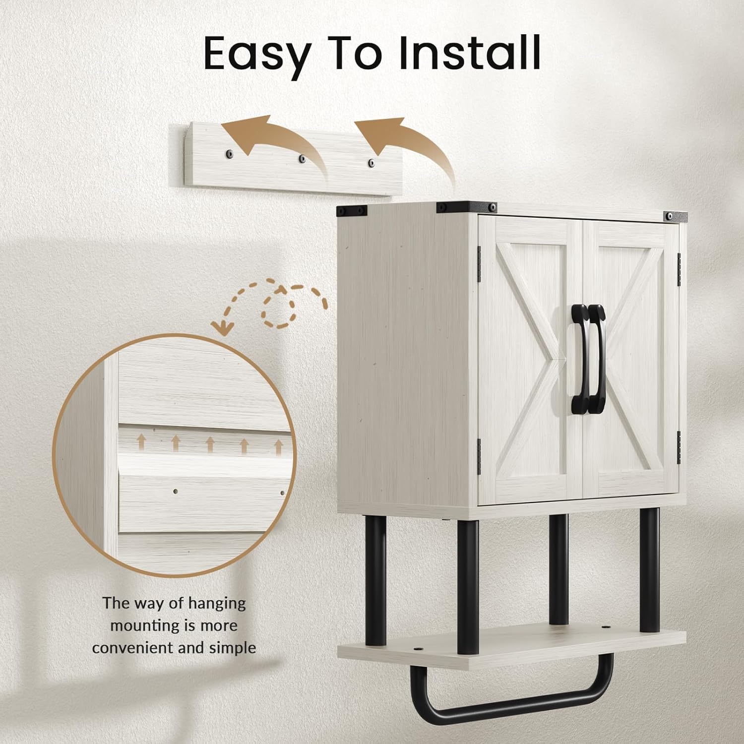 AmazerBath Farmhouse Wall Storage Cabinet with Adjustable Shelf