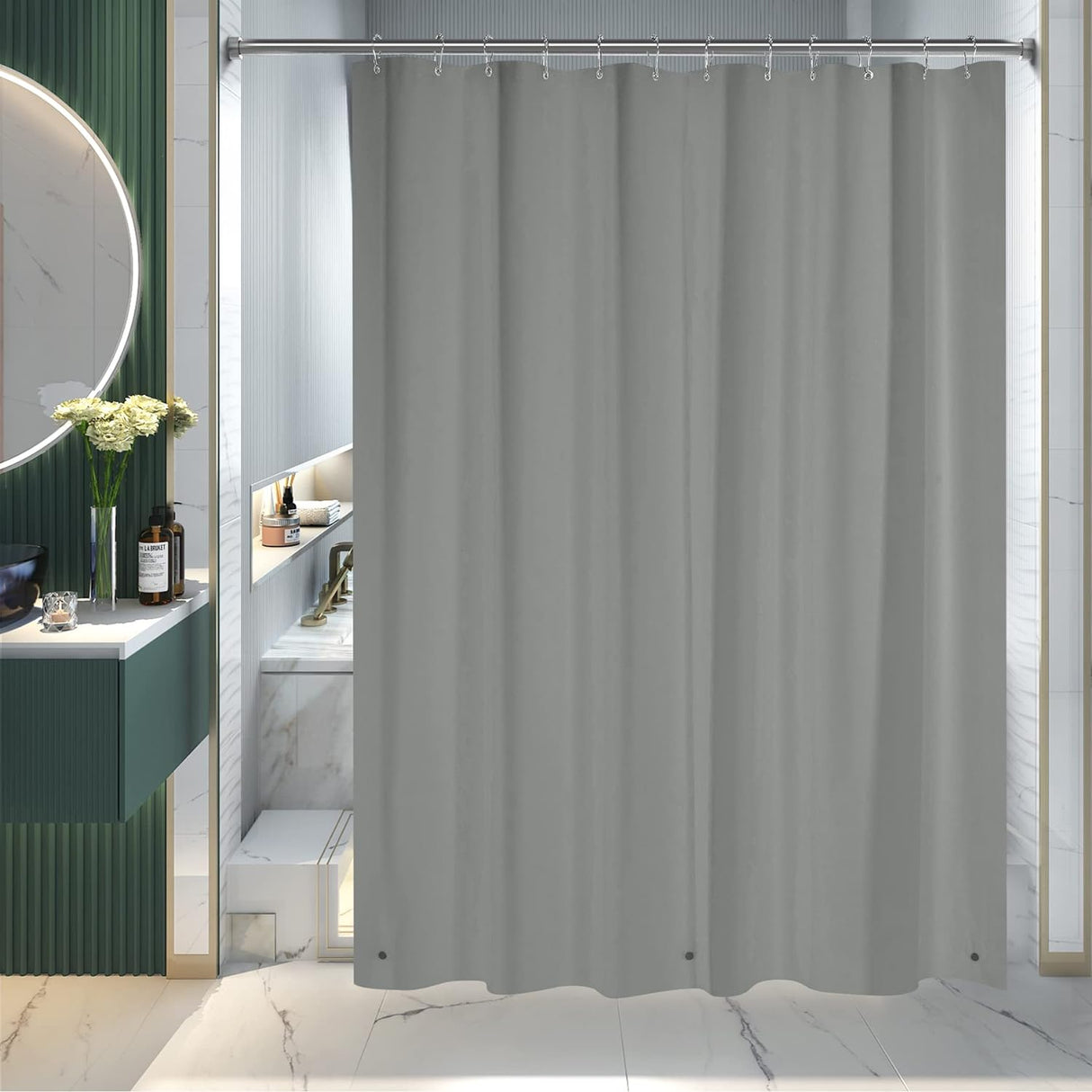 Acrylic Big Round Transparent Shower Curtain Rings Hooks, 12 Pcs
