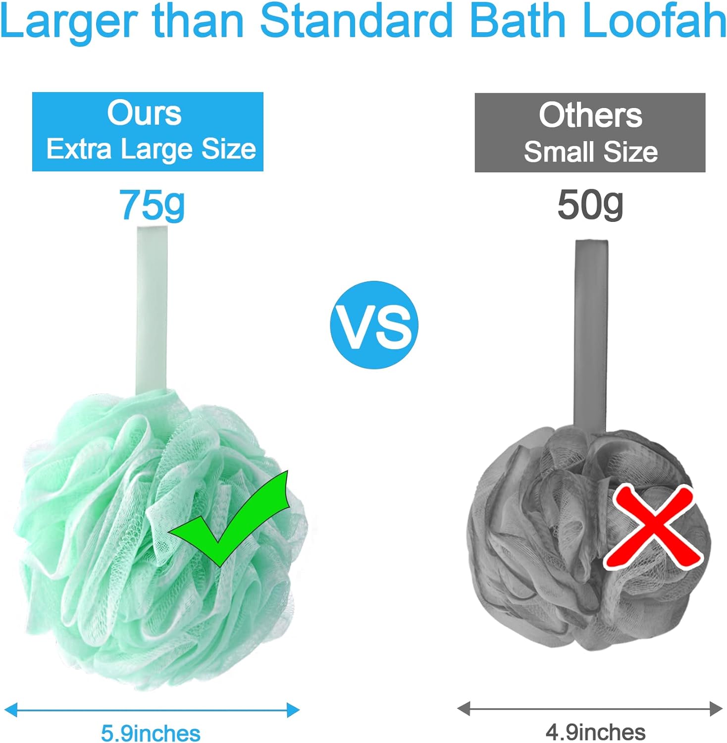 AmazerBath Tranquil Bath Shower Loofah Sponge, Set of 4