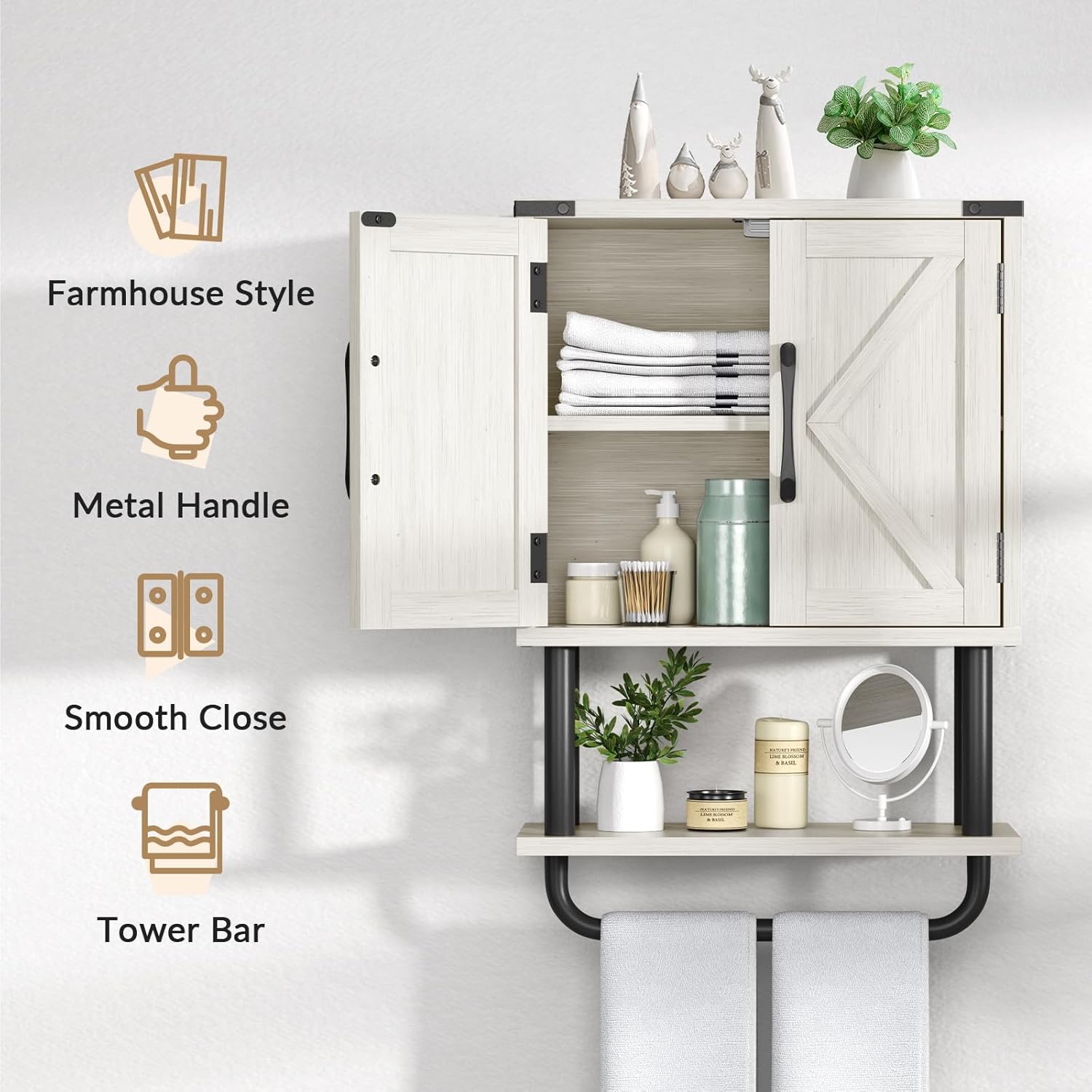 AmazerBath Farmhouse Wall Storage Cabinet with Adjustable Shelf