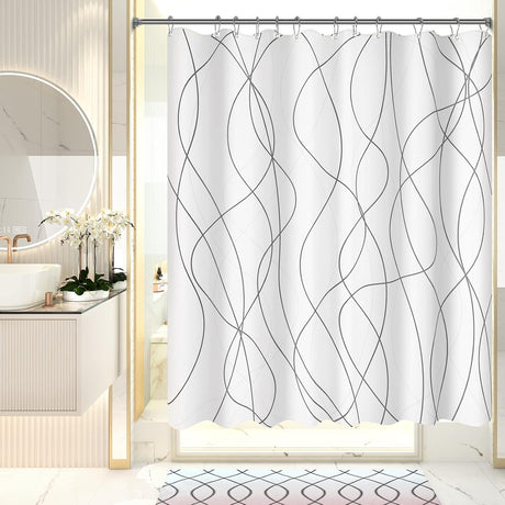 AmazerBath Abstract Design Shower Curtain with 12 Curtain Rings