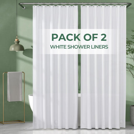 AmazerBath 2 Pack PEVA 3G Plastic Shower Curtains with Heavy Duty Stones