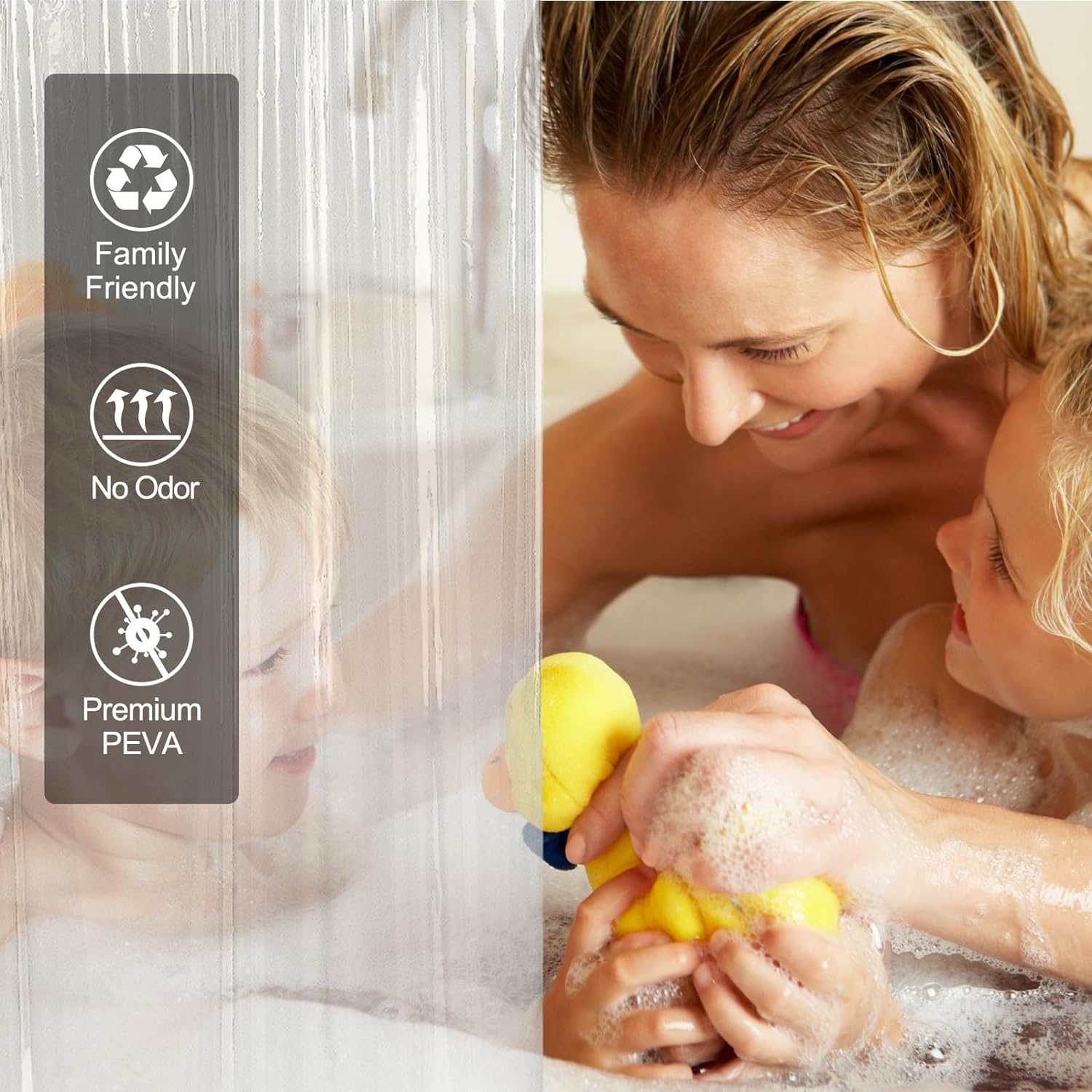 AmazerBath 3G Light Weight Shower Curtain Liner with 12 Rings