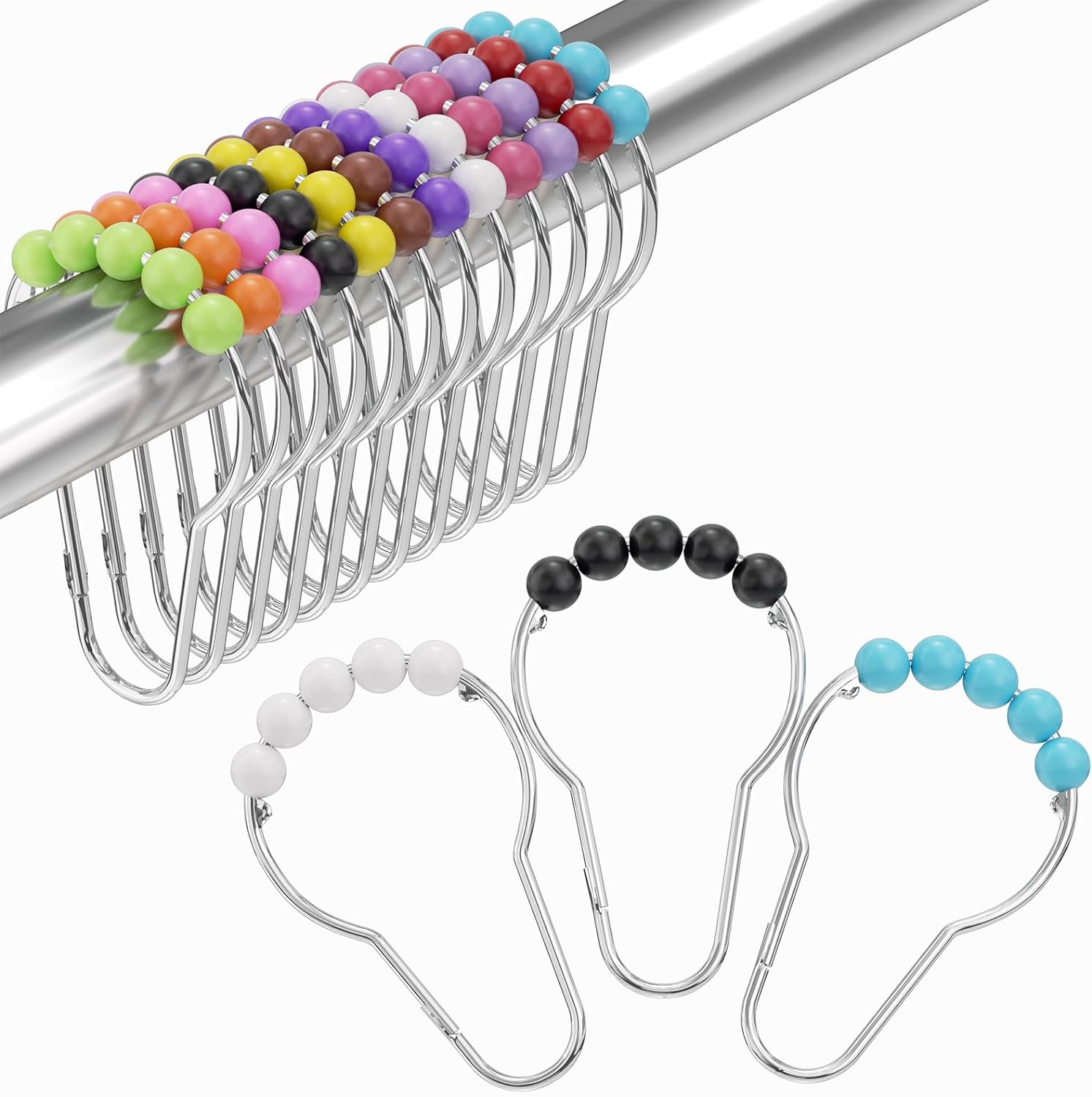 Amazer Stainless Steel Shower Curtain Rings, Set of 12