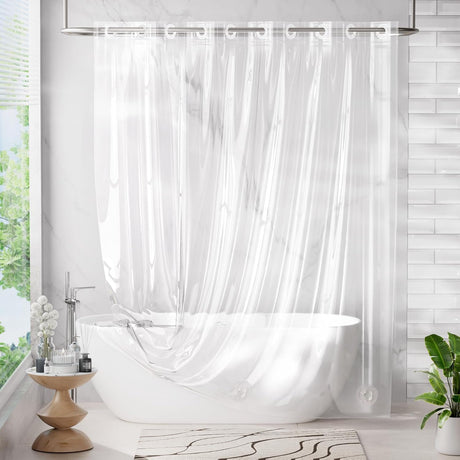 AmazerBath No Hook Rainbow Shower Curtain and Liner 3-in-1