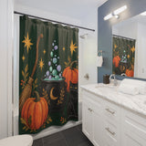 Witchy Folk Cauldron Halloween Shower Curtain