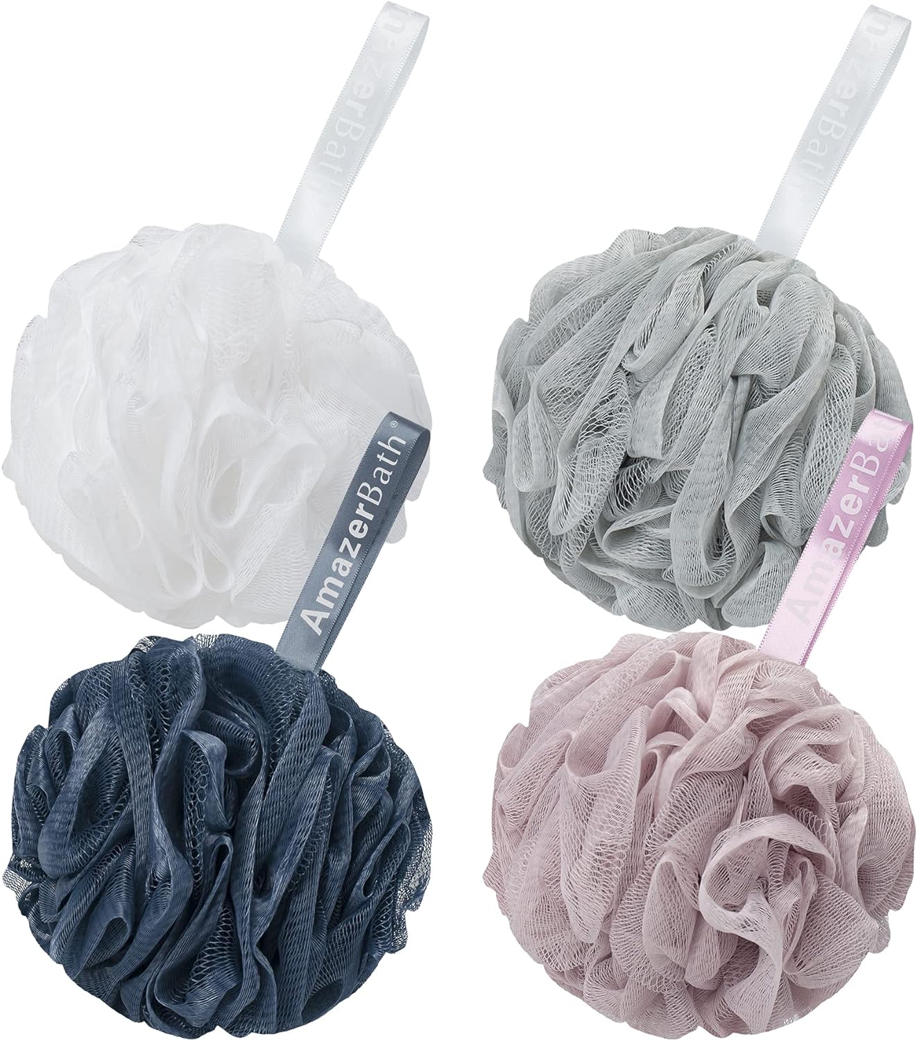 AmazerBath Tranquil Bath Shower Loofah Sponge, Set of 4