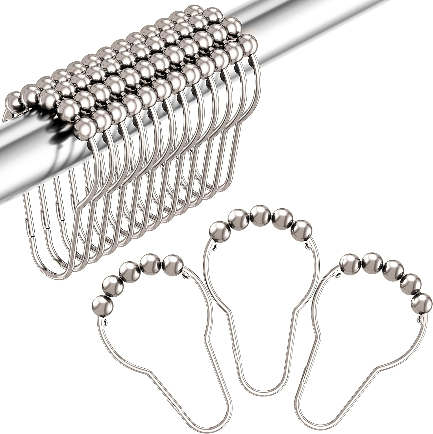 Amazer Stainless Steel Shower Curtain Rings, Set of 12