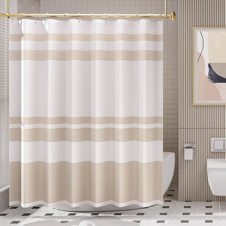 AmazerBath Stripe Design Shower Curtain with 12 Curtain Rings