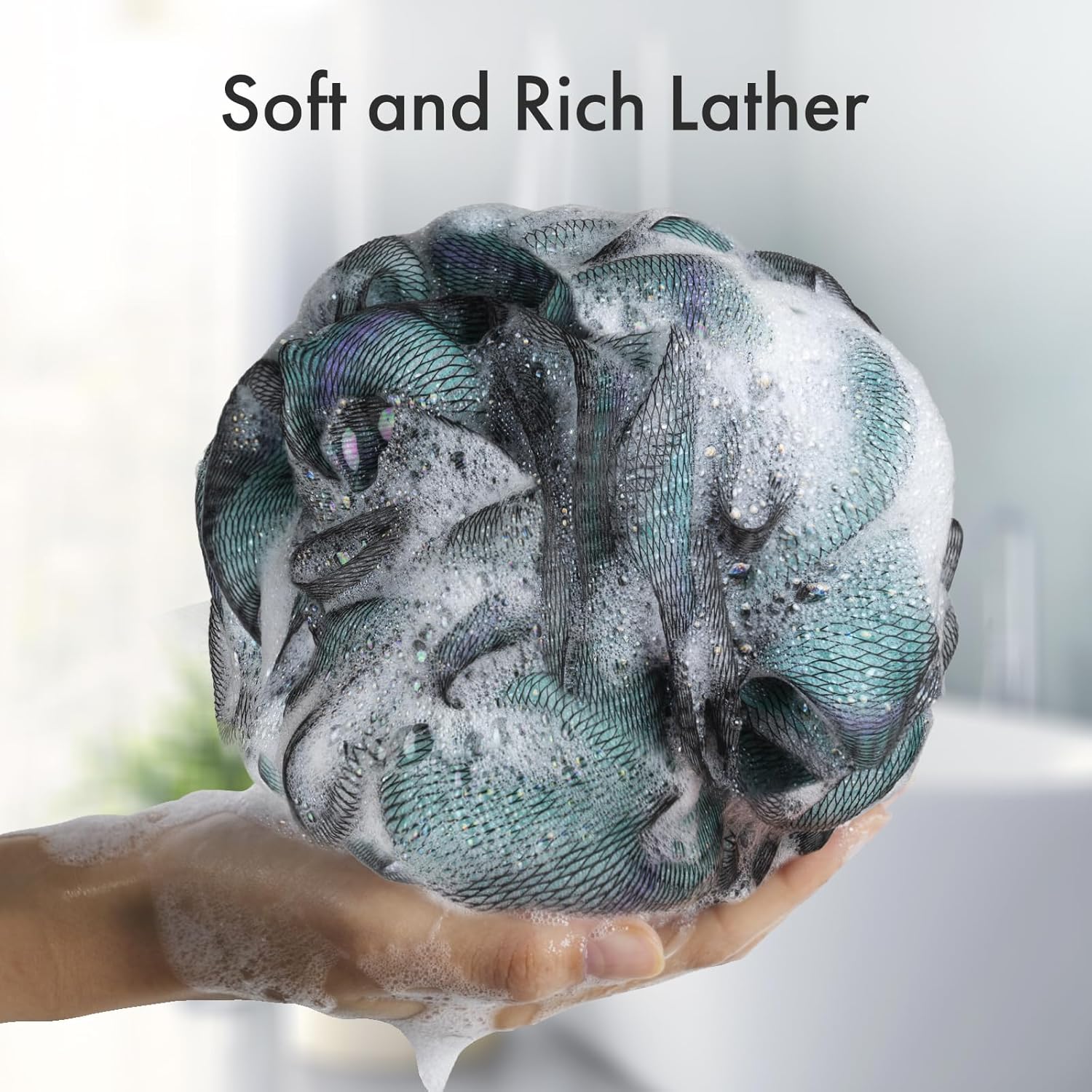 AmazerBath Charcoal Shower Loofah Bath Sponge, Set of 4