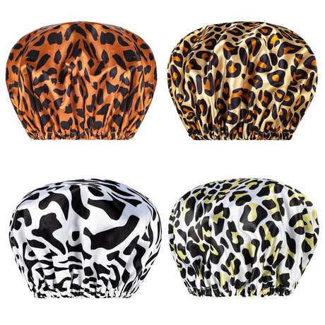 AmazerBath EVA Waterproof Bath Shower Caps, Leopard