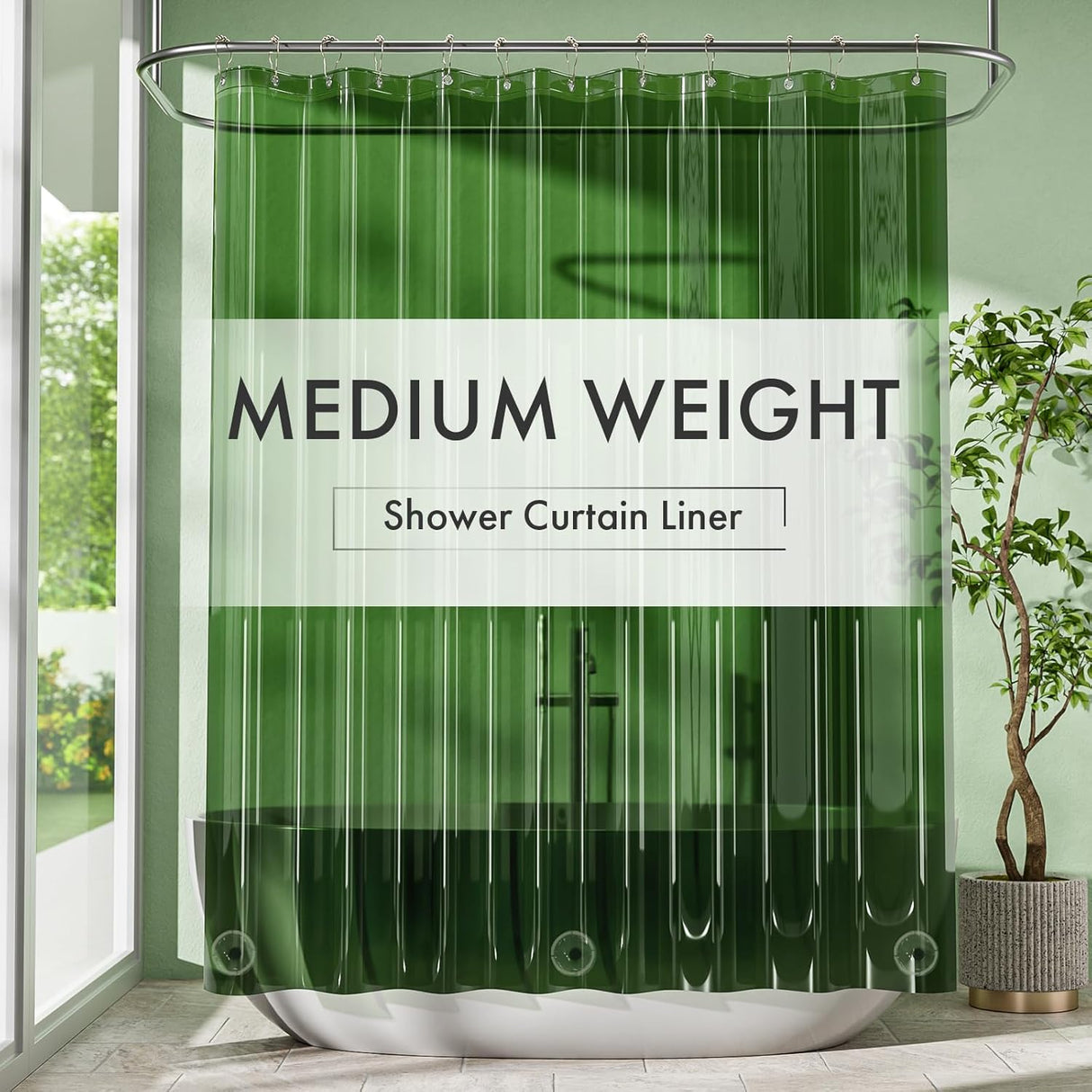 5G Medium Clear Shower Curtain Liner, PEVA