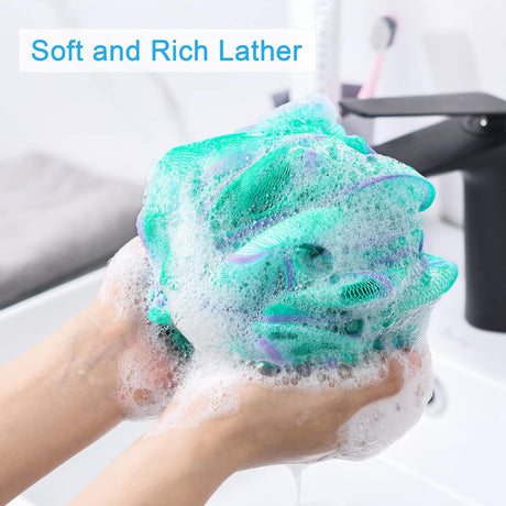 AmazerBath Colorful Bath Shower Loofah Sponge, Set of 4