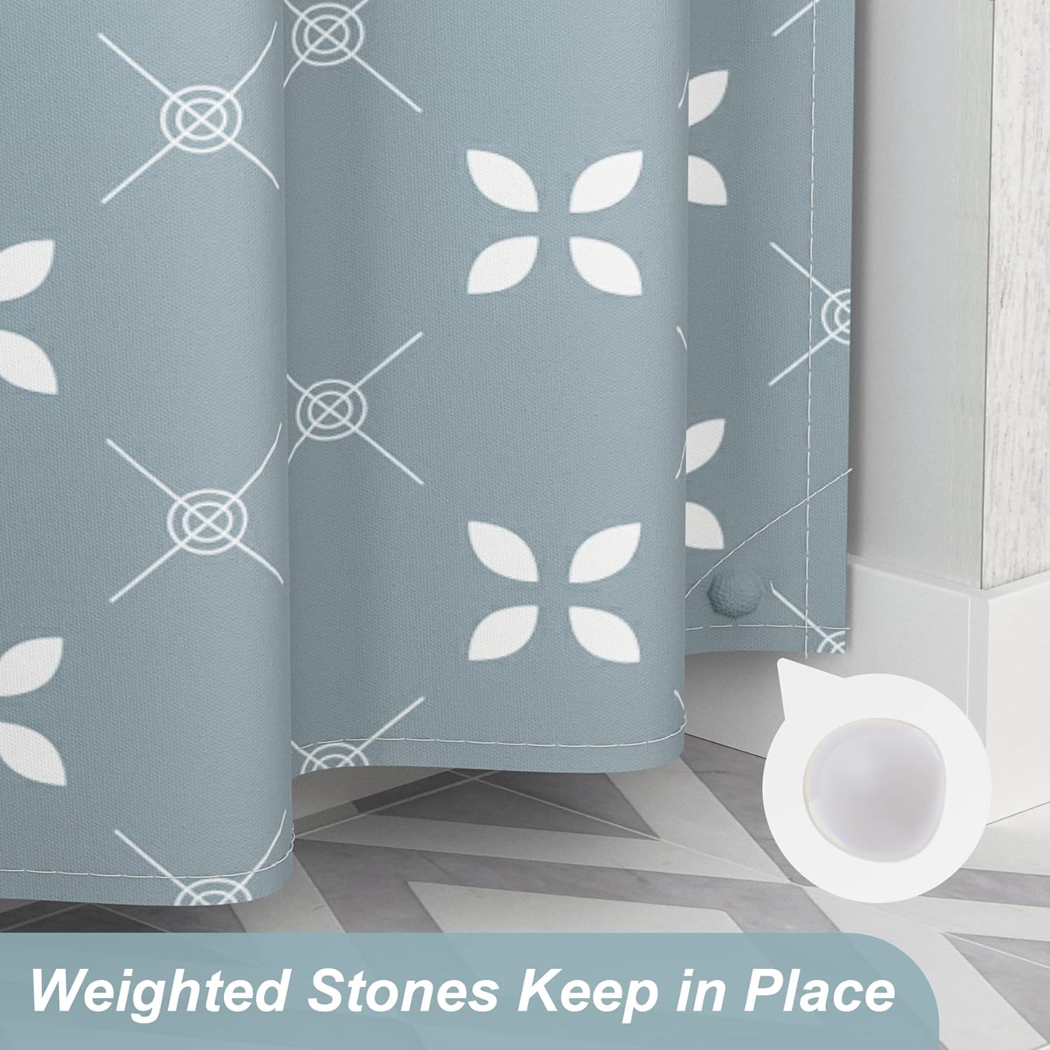 AmazerBath Lucky Clover Shower Curtain with 12 Curtain Rings