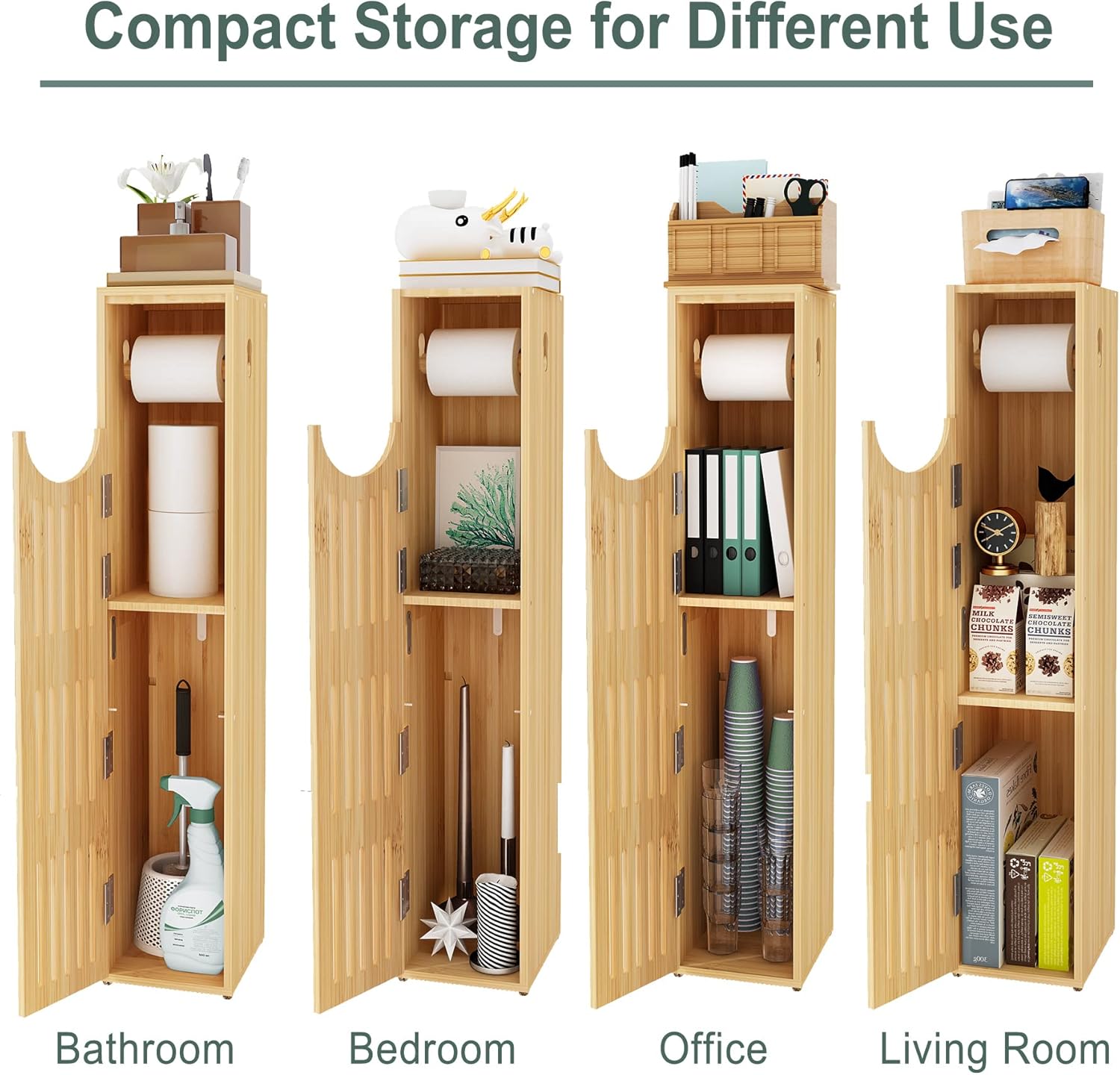 AmazerBath Bamboo Toilet Paper Storage Cabinet for Small Spaces