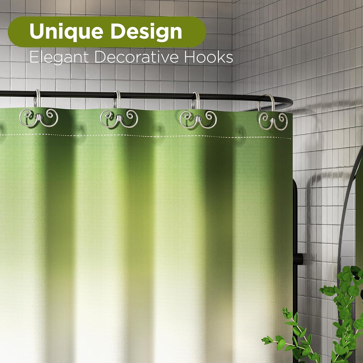 AmazerBath Modern Spiral Design Shower Curtain Hooks, Set of 12