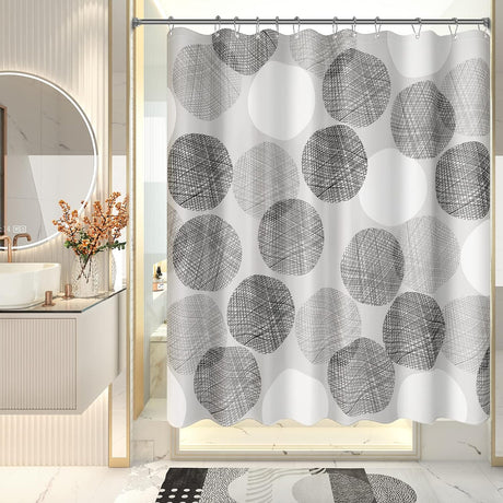 AmazerBath Geometric Shower Curtain with 12 Curtain Rings