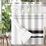 AmazerBath 3 in 1 No Hook Shower Curtain and Liner Set, Stripe