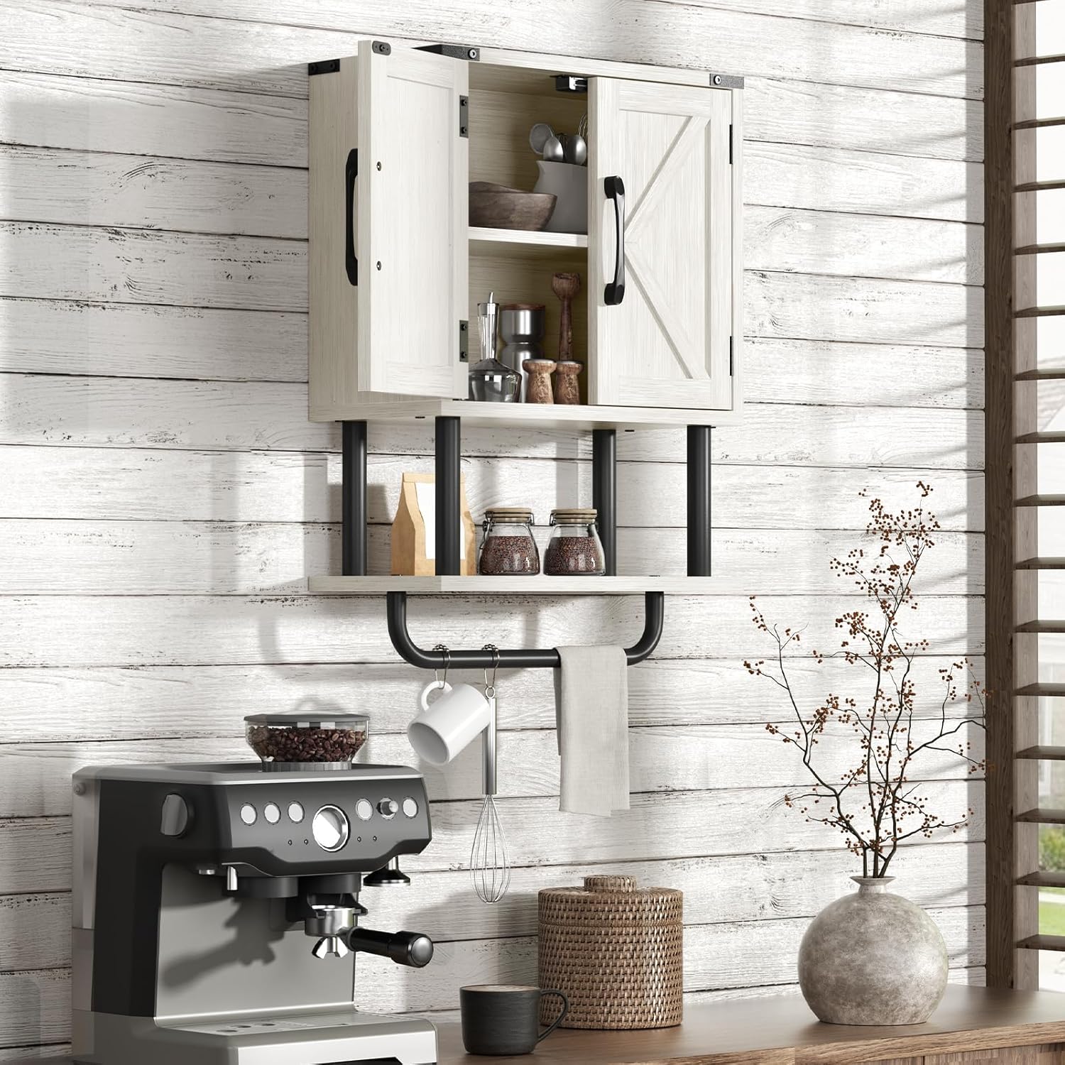 AmazerBath Farmhouse Wall Storage Cabinet with Adjustable Shelf