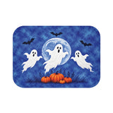 Moonlit Ghosts Halloween Bath Mat – Blue Moon & Pumpkins