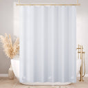 shower curtain in a bathroom setting with a bathtub and decorative elements.