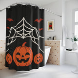 Spiderweb Pumpkin Halloween Shower Curtain
