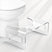 Clear acrylic step stool next to a toilet on a white background