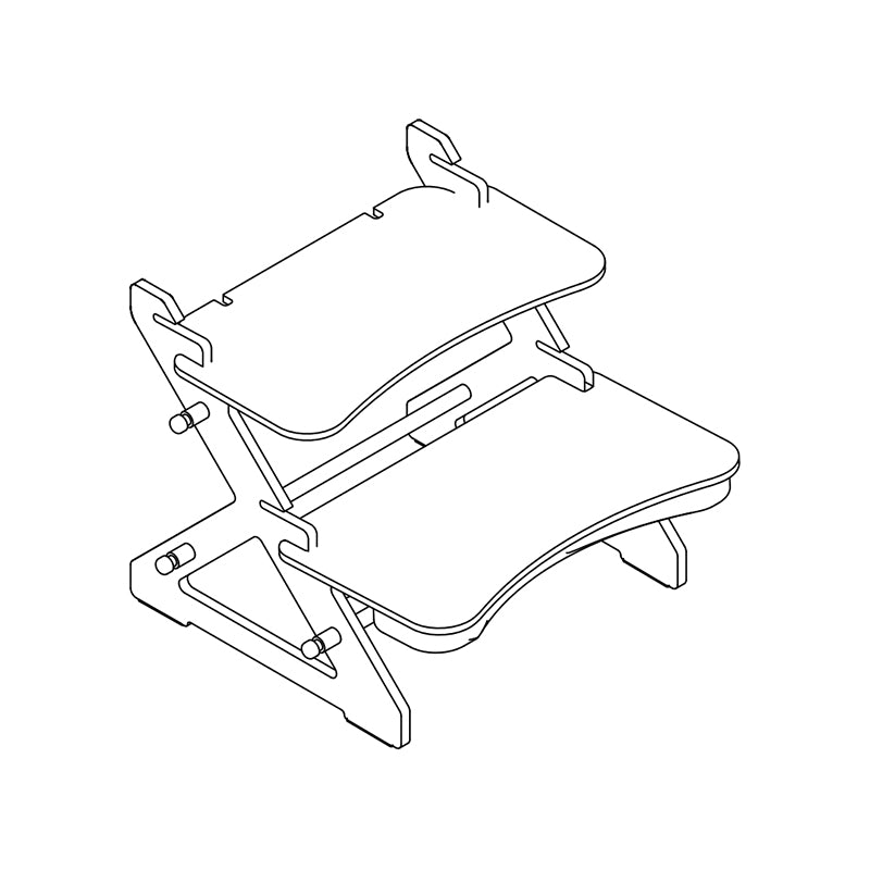 Line drawing of a laptop stand on a white background