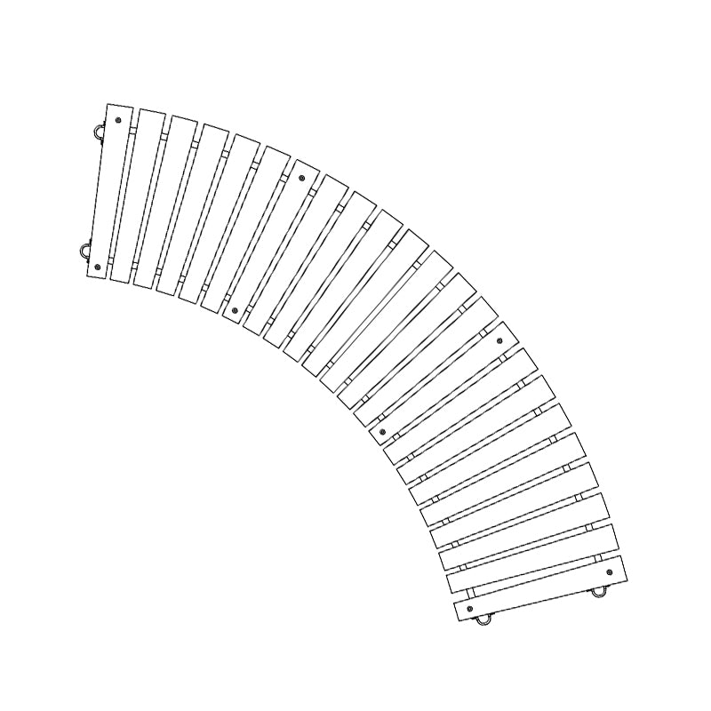 Curved metal track with joints on a white background