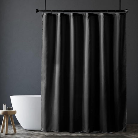 AmazerBath Black waterproof fabric shower curtain liner, 72 x 72 inches, main product image.